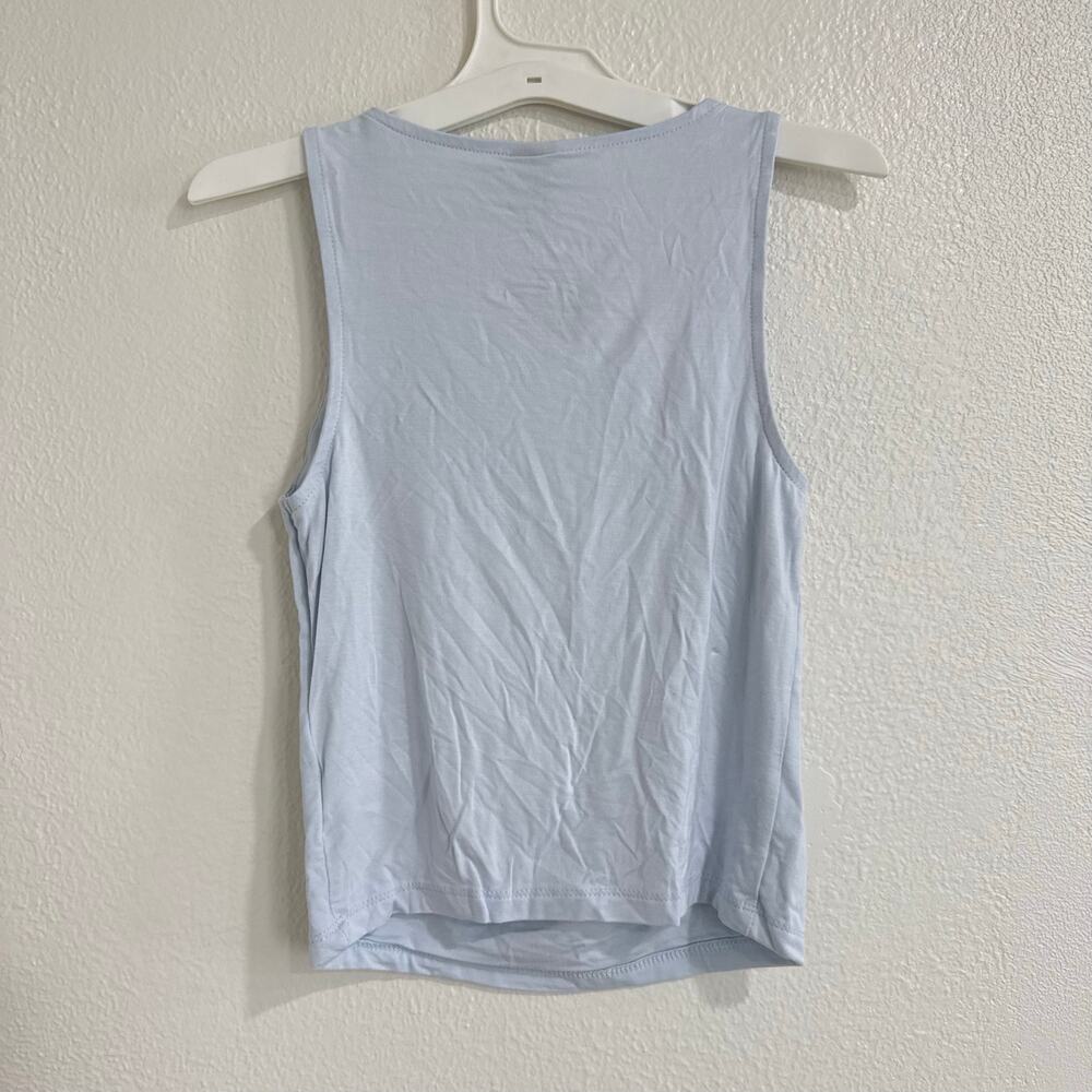 NWT Wild Fable Asymmetrical Ruched Neck Tank Top Blouse Light Blue Size Small - Picture 4 of 4